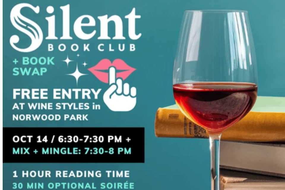 Wine Glass and Silent Book Club Logo