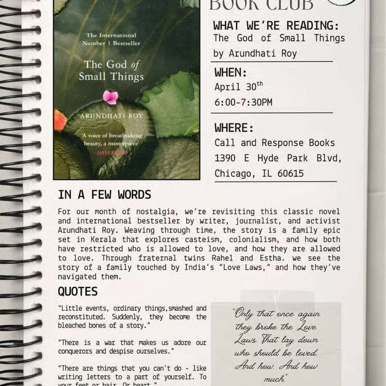 God of Small Things Book Club