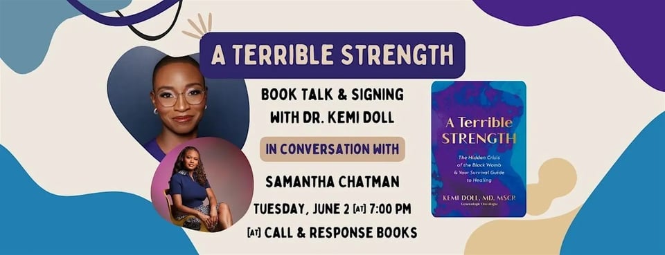 Kemi Doll author photo and cover art for A Terrible Strenght
