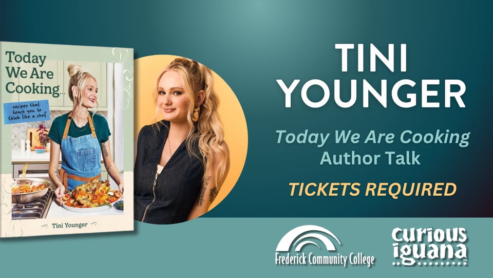 Promotional image for Tini Younger featuring a headshot of the author and the book cover image.