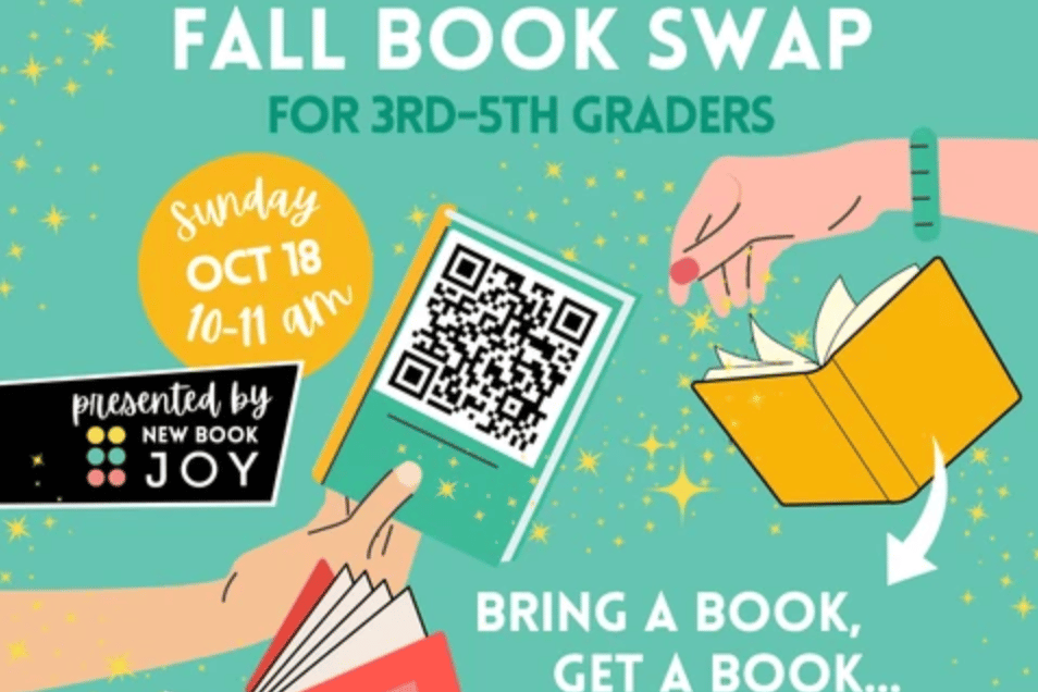 Graphic with hands and books
