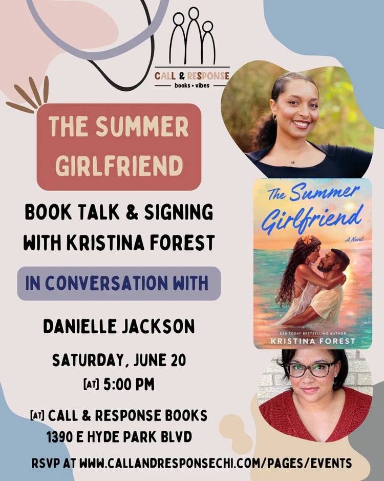 Image of Kristina Forest and Danielle Jackson along with the cover art for the summer girlfriend