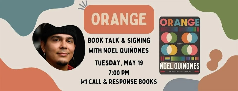 noel quinones author photo with book cover for Orange