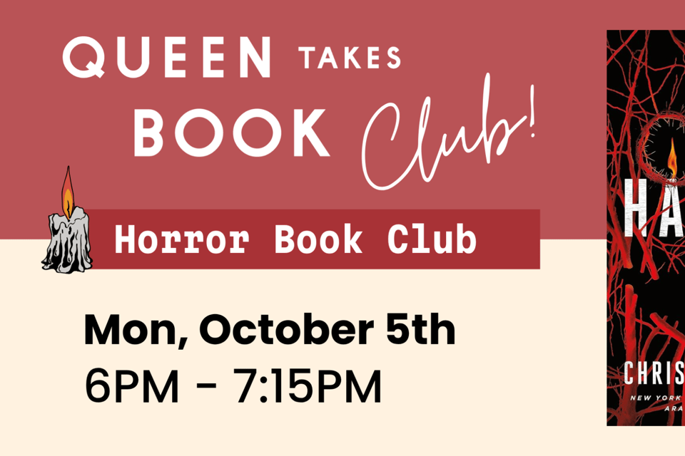 Queen Takes Book Horror Book Club meeting on Monday, October 5th at 6pm. We're reading "All Hallows" by Christopher Golden.