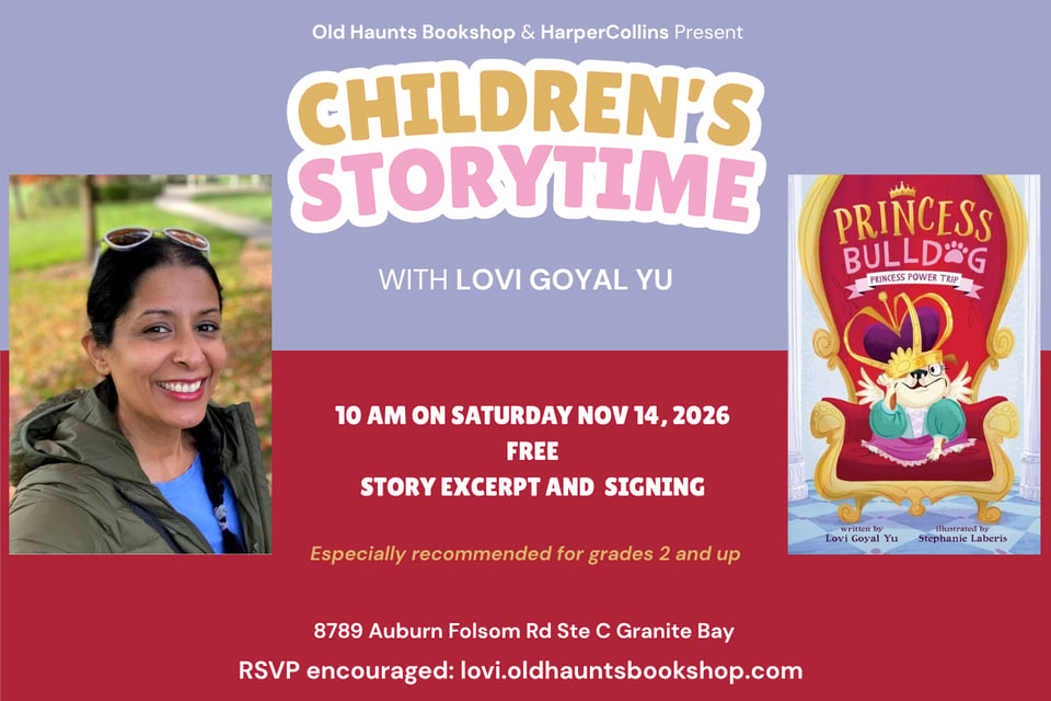 event information plus book cover and author photo