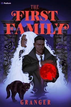 The First Family with a black cat, a man wielding magic, and a woman with long white hair