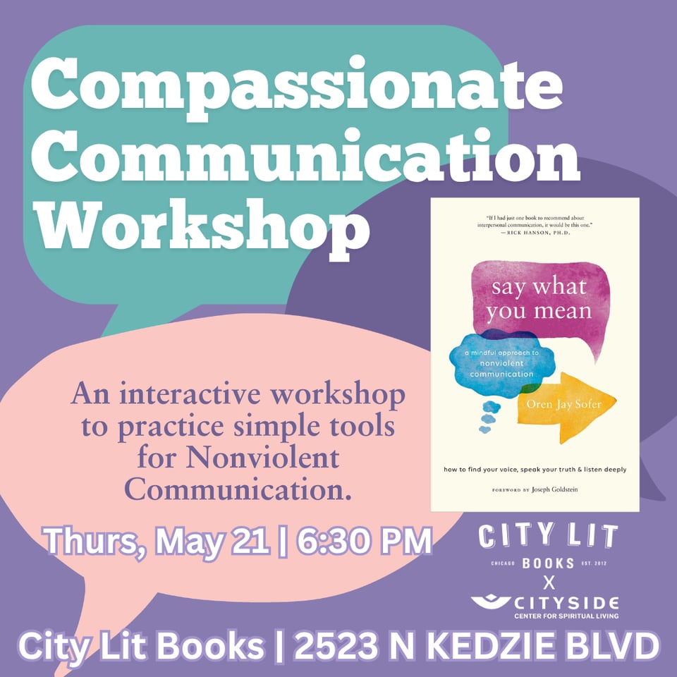 poster for Compassionate Communication Workshop at City Lit Books