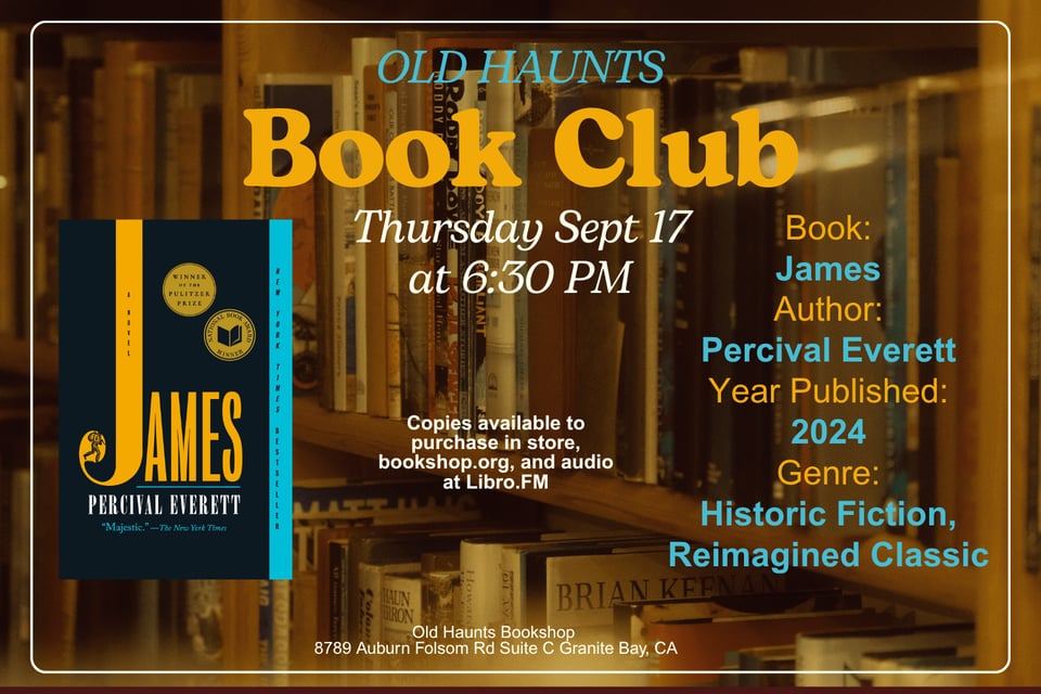 Book club details for James on September 17 at 6:30 PM